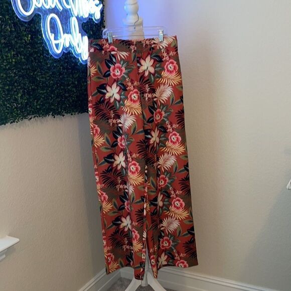 Zara Floral Wide Leg Floral Tropical (VACATION) Palazzo Pants Sz Medium - Picture 5 of 5
